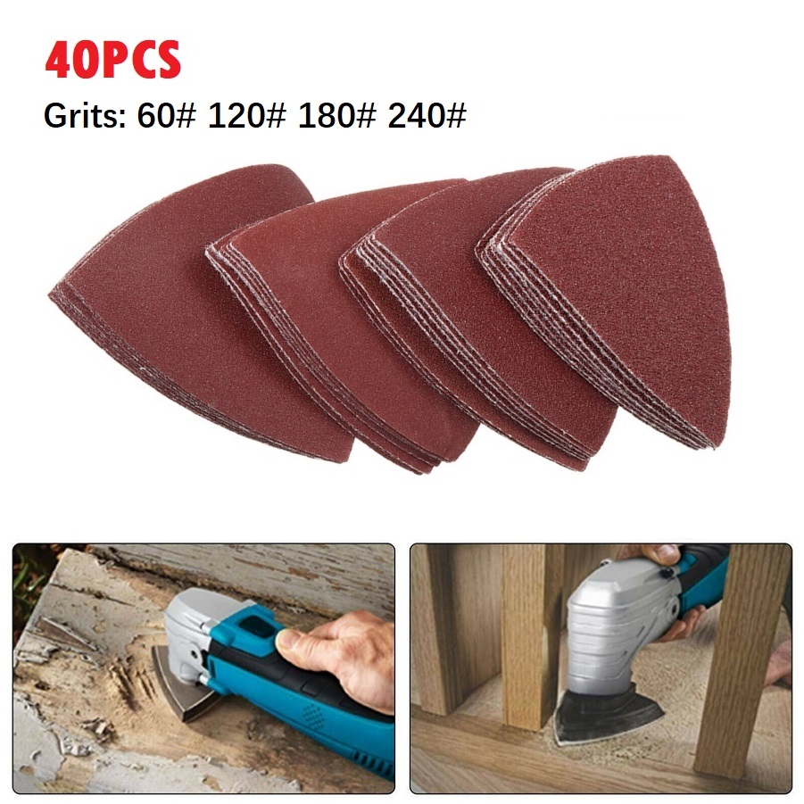 Tools Heavy Equipment - 40 stks 80mm Aluminiumoxide Driehoek Schuurpapier